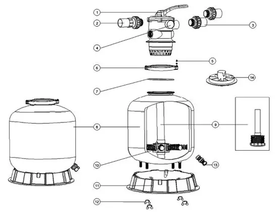 اجزای تشکیل دهنده فیلتر شنی استخر ایمکس مدل V-450
