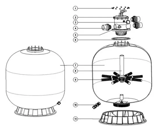 اجزای تشکیل دهنده فیلتر شنی استخر ایمکس مدل V-1000