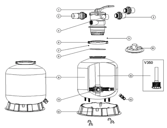 اجزای تشکیل دهنده فیلتر شنی استخر ایمکس مدل P-700
