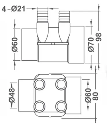 ابعاد تقسیم کننده هوای جکوزی ایمکس مدل EM1824