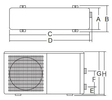 ابعاد پمپ حرارتی استخر ایمکس مدل HP9.5B2