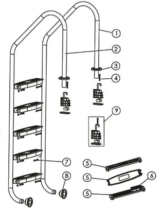 اجزای نردبان استخری استاندارد ایمکس مدل NSL215-S