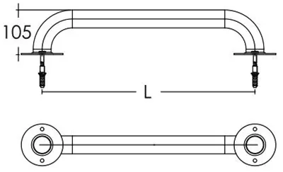 شماتیک ابعاد دستگیره یکپارچه استخر ایمکس مدل L150