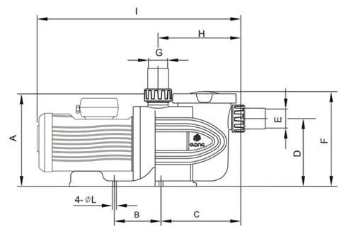 شماتیک ابعاد پمپ استخری جیلانگ مدل PPB50-100