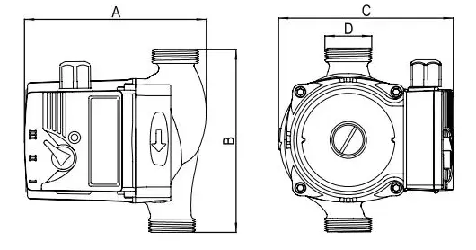 ابعاد پمپ سیرکولاتور آکوا استرانگ مدل ERP25-40/180