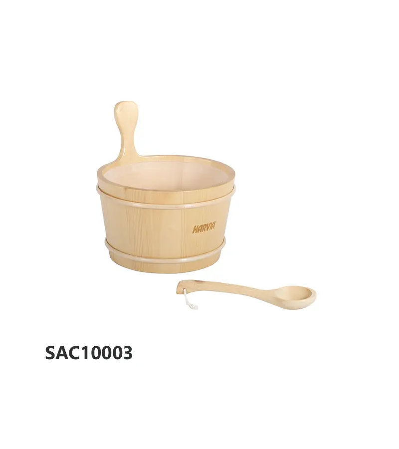 سطل و ملاقه چوبی سونا خشک هارویا مدل SAC10003