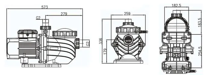 ابعاد پمپ تصفیه استخر کالمو سری استارمکس مدل SP-20
