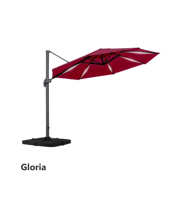 چتر پایه کنار LED دار باغ چین مدل گلوریا