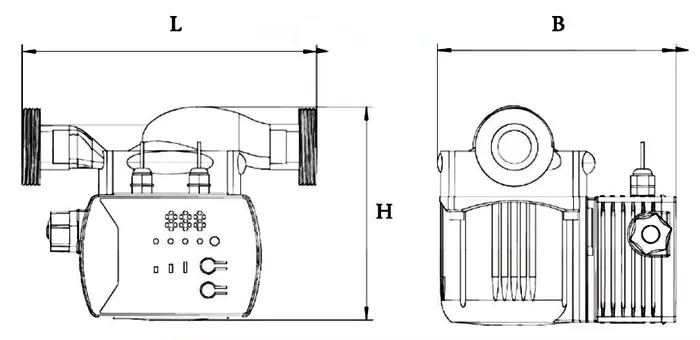 ابعاد پمپ سیرکولاتور اینورتر کالمو مدل WPSM 25-80/180