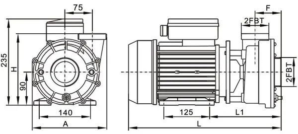 ابعاد جت پمپ جکوزی کالمو مدل HP-400