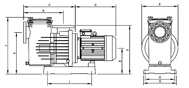 ابعاد پمپ تصفیه استخر SACI مدل Magnus-2/1250