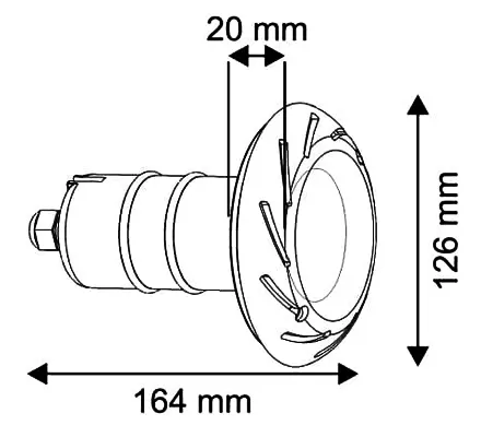 ابعاد چراغ استخری توکار اکر (Aker) مدل AL-4075-PP-15W